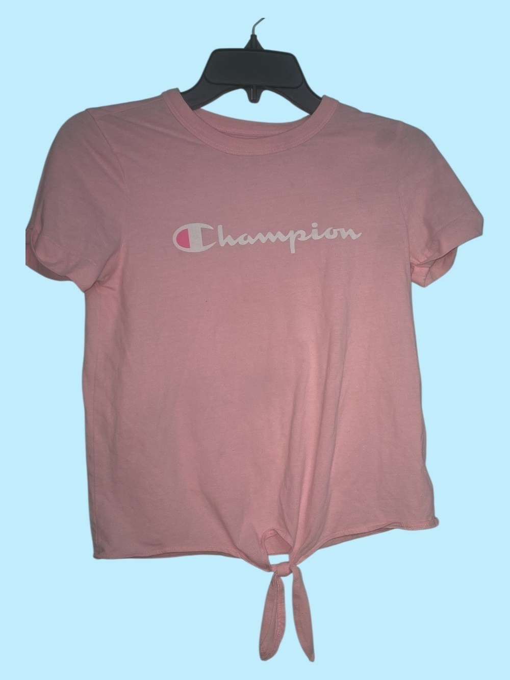 Champion Light Pink Tie-Front Crop Top